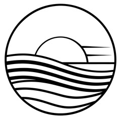 Retro Sunset Waves on White