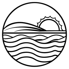 Retro Sunset Waves on White