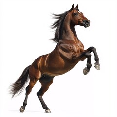 Majestic Brown Stallion Rearing Silhouette. Capturing Powerful Equine Beauty in Motion on White Background