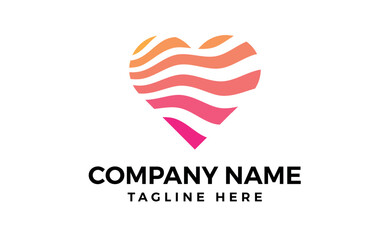 pink Heart wave Logo design.