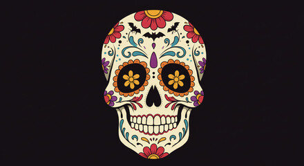 Colorful sugar skull dia de los muertos design
