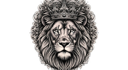 Fototapeta premium Regal lion head with floral mane, bold and majestic.