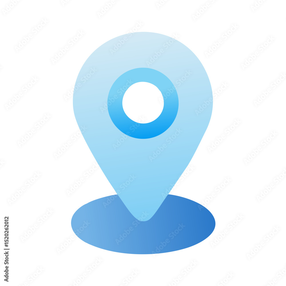 Poster blue gradient travel location pin icon representing navigation and geolocation in a sleek design