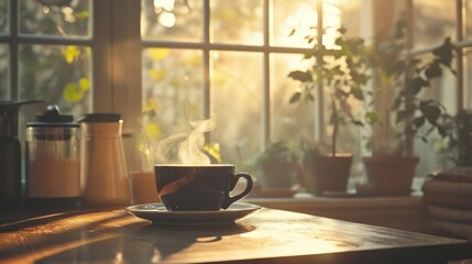 Warm Morning Coffee by Sunlit Window