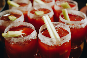 Bloody Mary Cocktails with Celery Sticks