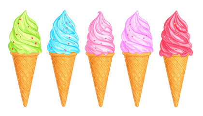 Colorful Ice Cream Cones with Sprinkles