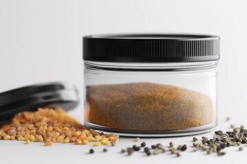 Colorful Glass Jar of Organic Cooking Spices for Flavorful Kitchen Ingredients
