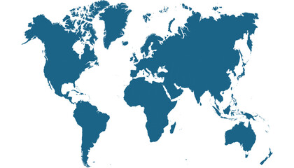 World map. Blue modern vector map. Silhouette map.	

