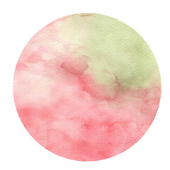  Blended green and pink watercolor circle with organic texture. Use in nature-inspired branding, botanical-themed designs, or minimal soft artwork.