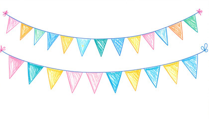 Fototapeta premium Colorful Pastel Bunting with Triangle Flags