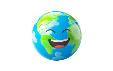 Naklejka premium Detailed globe emoji highlighting Earth continents in bright vibrant visual style isolated on transparent background PNG