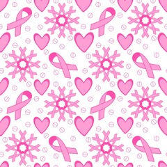 Breast cancer month seamless pink ribbon day mammogram pattern for medical accessories and medicine textiles