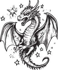 Vintage dragon vector illustration