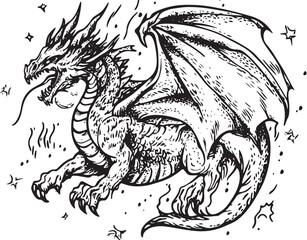 Vintage dragon vector illustration