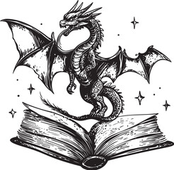 Vintage dragon vector illustration