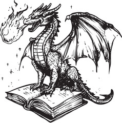 Vintage dragon vector illustration