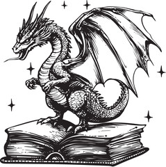 Vintage dragon vector illustration