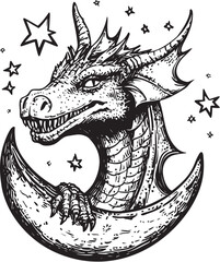 Vintage dragon vector illustration