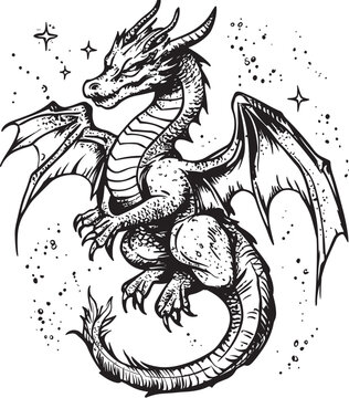 Vintage dragon vector illustration