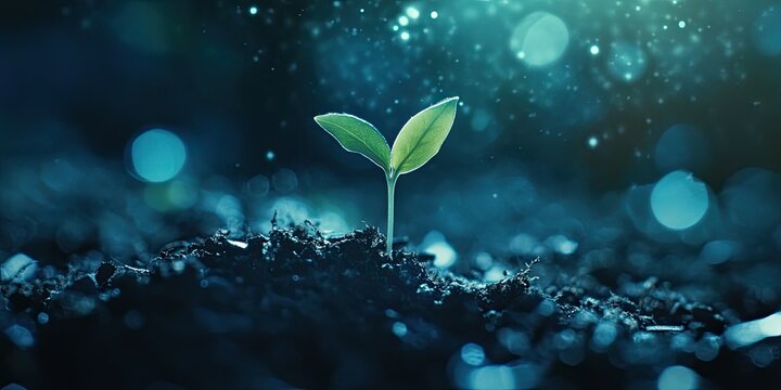 A Sprout Emerging From the Dark Soil