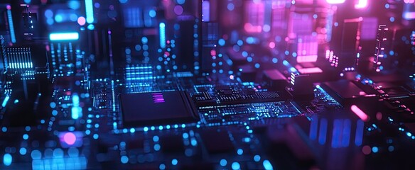 Fototapeta premium Neon-lit Circuitry