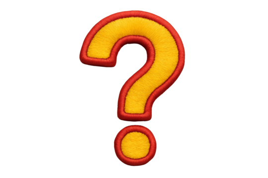 Vibrant Question Mark: Yellow Textured Symbol with Red Outline