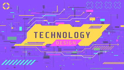 Digital Technology Banner. Futuristic Cyberpunk Background