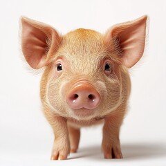 Adorable Piglet Portrait. Cute and Curious Young Pig in Farmyard Setting