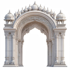 Arch Temple Entrance with Detailed Mughal Garden