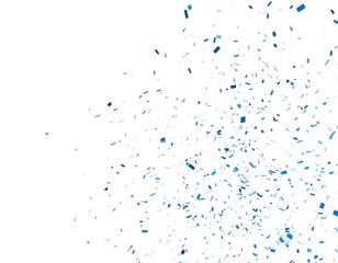 Blue confetti explosion on white