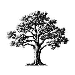 Fototapeta premium Engraved vintage tree emblem highlighting nature's beauty in a timeless collection of artistic designs