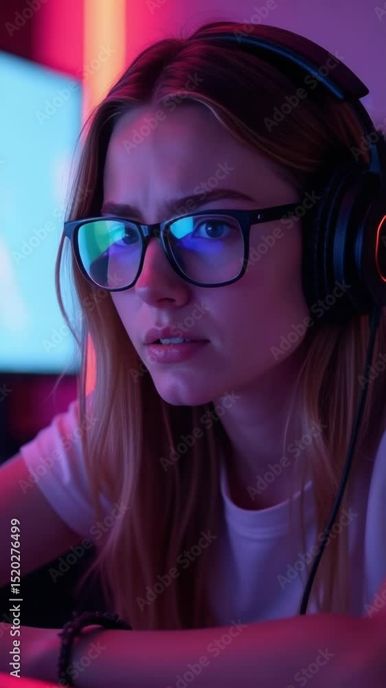 Poster a person sitting in front of a computer, focused on work