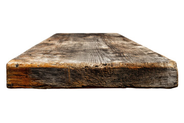 Fototapeta premium Rustic wooden plank with weathered texture and detailed grain pattern, cut out
