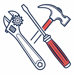 hammer and wrench, tools icon
