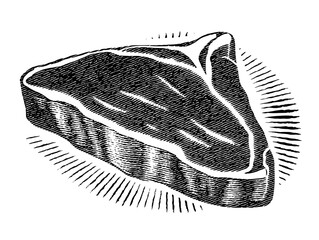 Vintage engraved illustration of a premium cut of meat, perfect for culinary designs and traditional recipes