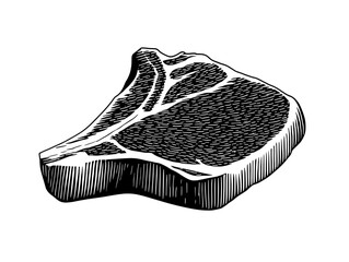 Elegant vintage engraved illustration of a prime cut of meat highlighting intricate details of the texture and shape