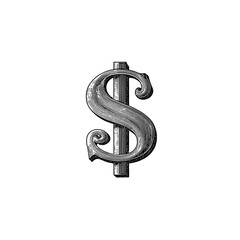Vintage engraved emblem featuring a classic dollar sign design, perfect for unique product branding and artistic collections