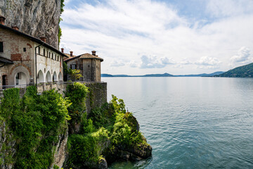Italian landmarks: Christian Monastery of Santa Caterina, Lago Maggiore, Italy.
