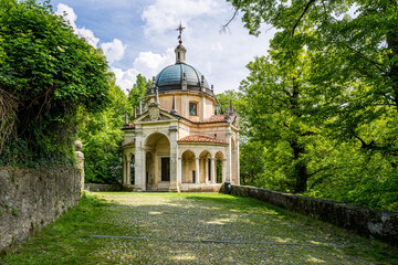 View of the ascent of the seventeenth-century fourteen chapels, with the representation of the Via Crucis, of the "Sacro Monte di Varese"