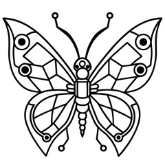 Minimal Cyber Butterfly Vector on White