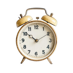 Vintage cream-colored alarm clock, showing time