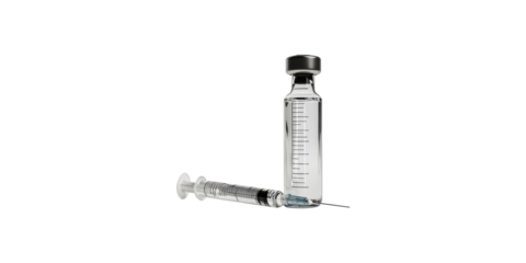Syringe And Vaccine Vial. Medical Injection And Immunization Concept Isolated On Transparent Background