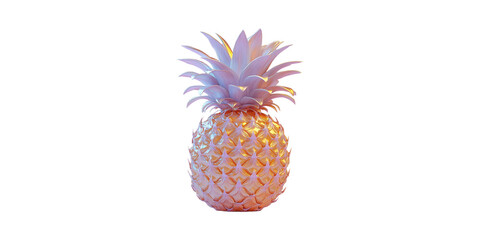 Obraz premium Colorful Iridescent Pineapple Sculpture. Modern Art And Creative Design Isolated On Transparent Background