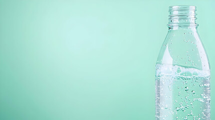 Sparkling Water Bottle Against Light Green Background