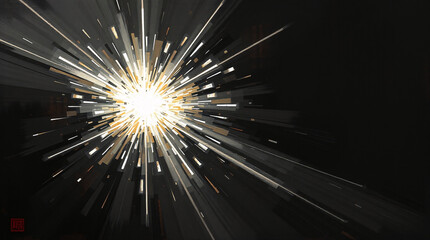 Obraz premium Bright, dynamic light rays radiating from a central point with abstract, modern beams.