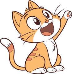 Adorable kitty raised paw sweet character vector