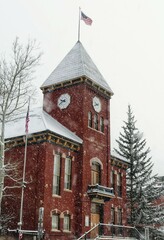 Fototapeta premium San Miguel County Court House in the Snow - Telluride, Colorado