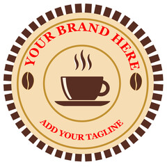 Editable Coffee Logo Template – Retro Badge Vector Design