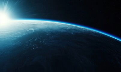 Earth rising, sunlit horizon