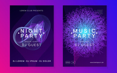 Sound Background. Pink Edm Design. Music Concert Element. Night Club Set. Electro Vector. Blue Party Magazine. Psychedelic Radio Illustration. Violet Sound Background